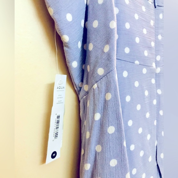 NWT AQUA Periwinkle Polka-Dot Fit & Flare Dress - Picture 3 of 3